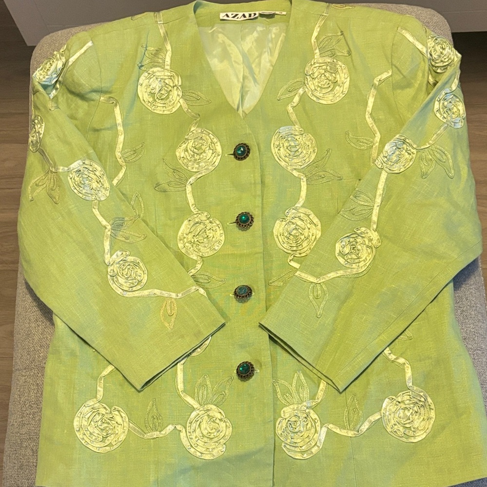 Vintage ZAD Green Floral Women's Blazer